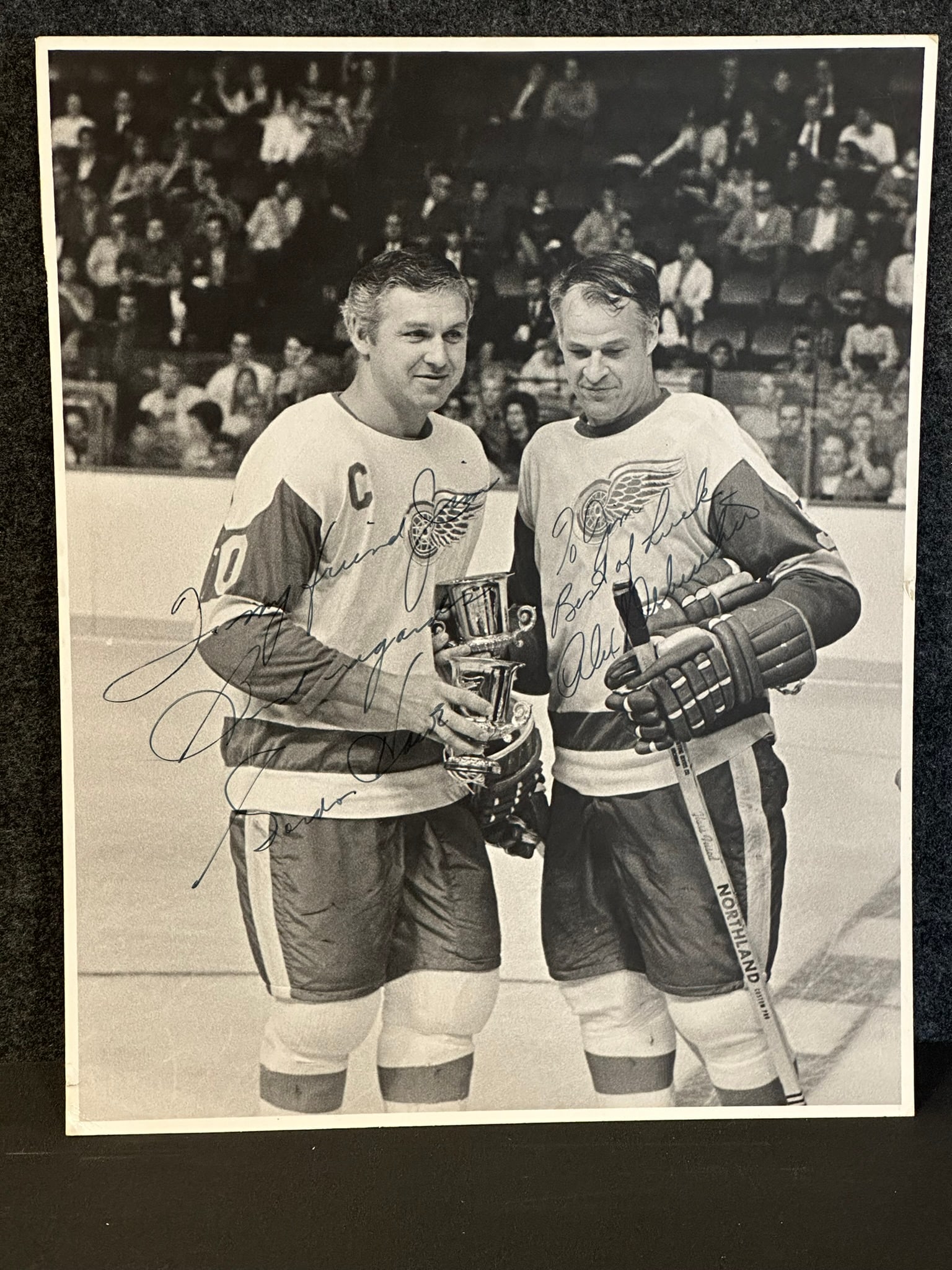 Autographed & Personalized Matted 11"x14" Photographic Print of Alex Delvecchio & Gordie Howe (1 of 4)
