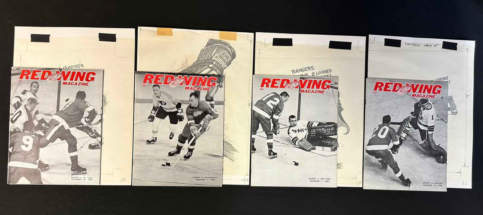 4 Red Wing Magazines w/ Original Jim Mackey Cartoon Sketch Nov. 28, 1968-Dec. 14, 1968 (1 of 6)