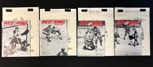 4 Red Wing Magazines w/ Original Jim Mackey Cartoon Sketch Dec. 15, 1968-Dec. 27, 1968