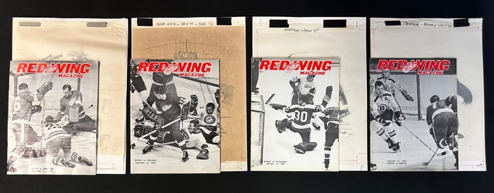 4 Red Wing Magazines w/ Original Jim Mackey Cartoon Sketch Jan. 11, 1969-Jan. 23, 1969