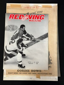 Red Wing Magazine Babe Ruth & Gordie Howe Edition w/ Original Jim Mackey Cartoon Sketch Feb. 1, 1969