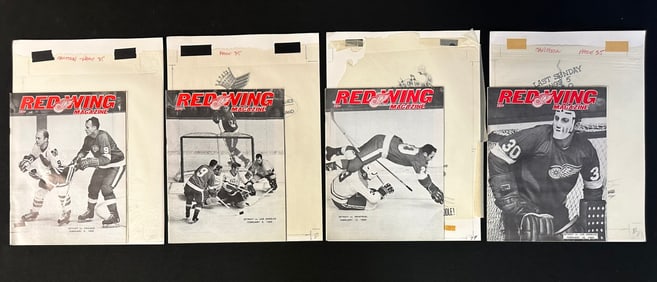 4 Red Wing Magazines w/ Original Jim Mackey Cartoon Sketch Feb. 6-16 1969
