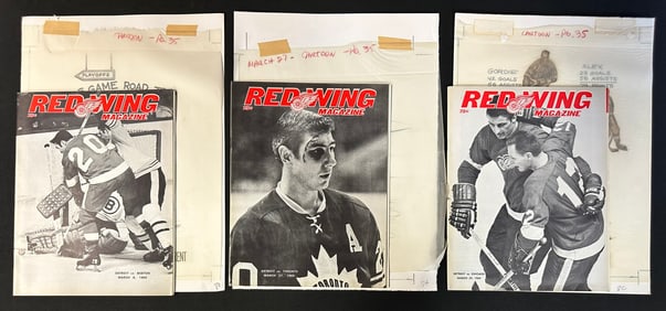 3 Red Wing Magazines w/ Original Jim Mackey Cartoon Sketch Mar. 8-29 1969