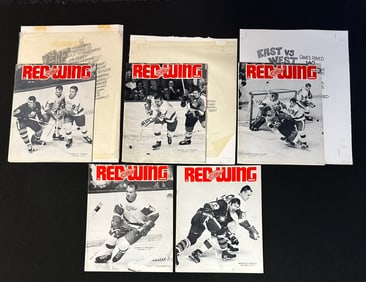 5 Red Wing Magazines w/ 4 Original Jim Mackey Cartoon Sketch Jan 10-17 1970-1971 Season