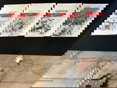 4 Red Wing Magazines w/ Original Jim Mackey Cartoon Sketch Feb 18 - Mar 6 1970-1971 Season