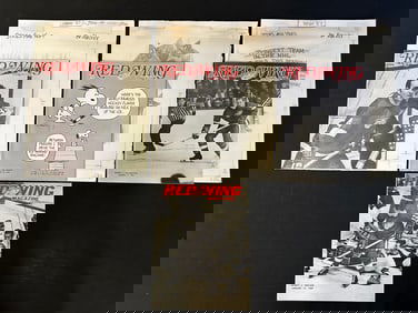 4 Red Wing Magazines w/ All 4 Original Jim Mackey Cartoon Sketch Jan 4-18 1969-1970 Season