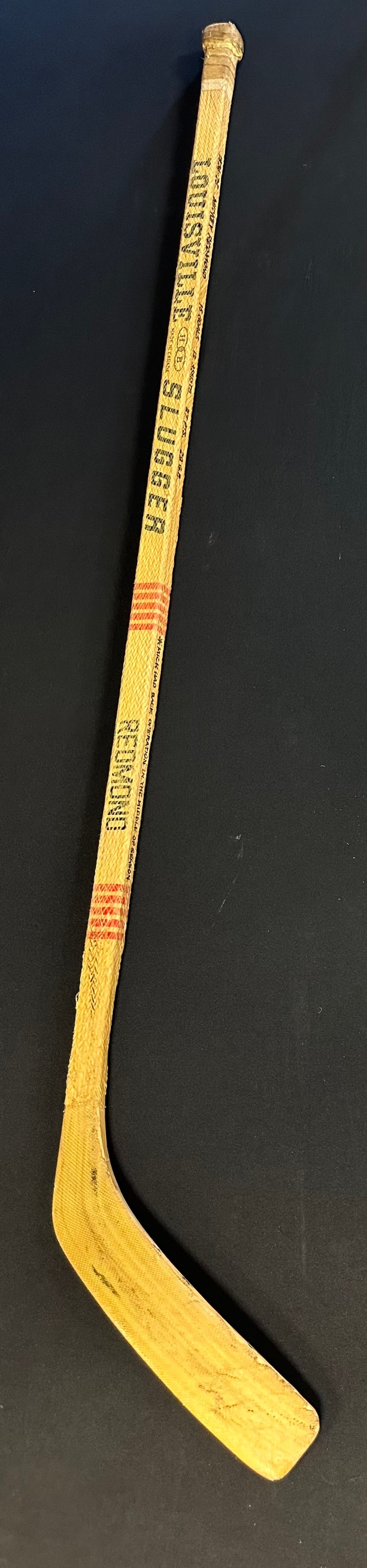 Mickey Redmond Game Used & Signed 1974-75 Detroit Red Wings Season Louisville Slugger w/ Fiberglass (1 of 6)