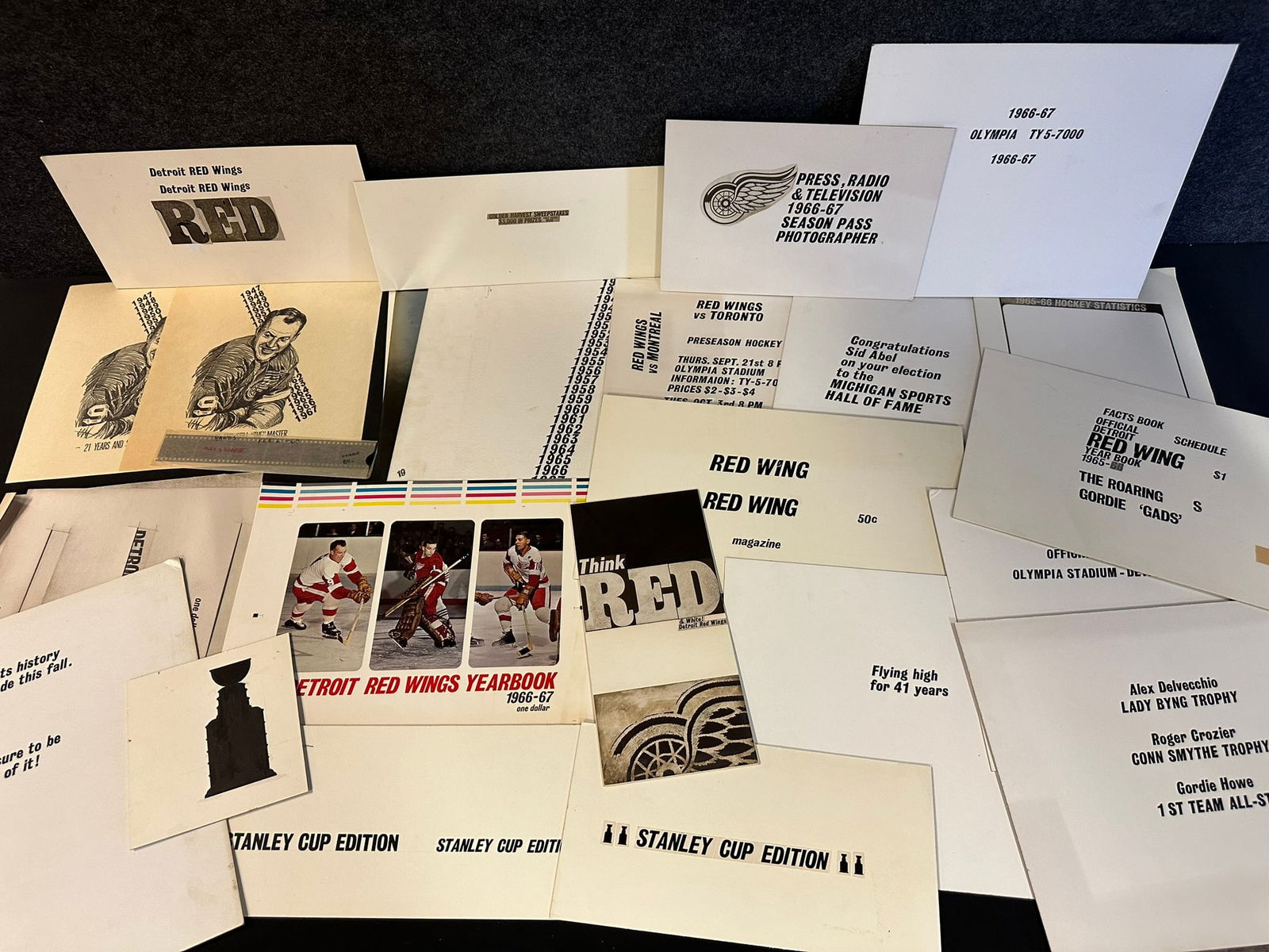 Lot 28 Original 1966-67 Art Boards for Detroit Red Wing Magazine (1 of 5)