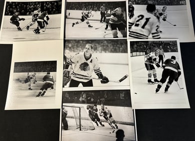 7 Original Chicago Black Hawks HOF Bobby Hull 11"x14" Photographic Matted Prints by Mackey