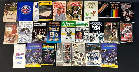 Lot 28 70s 80s Detroit Red Wings & Other NHL Hockey Team Blue & Facts Books