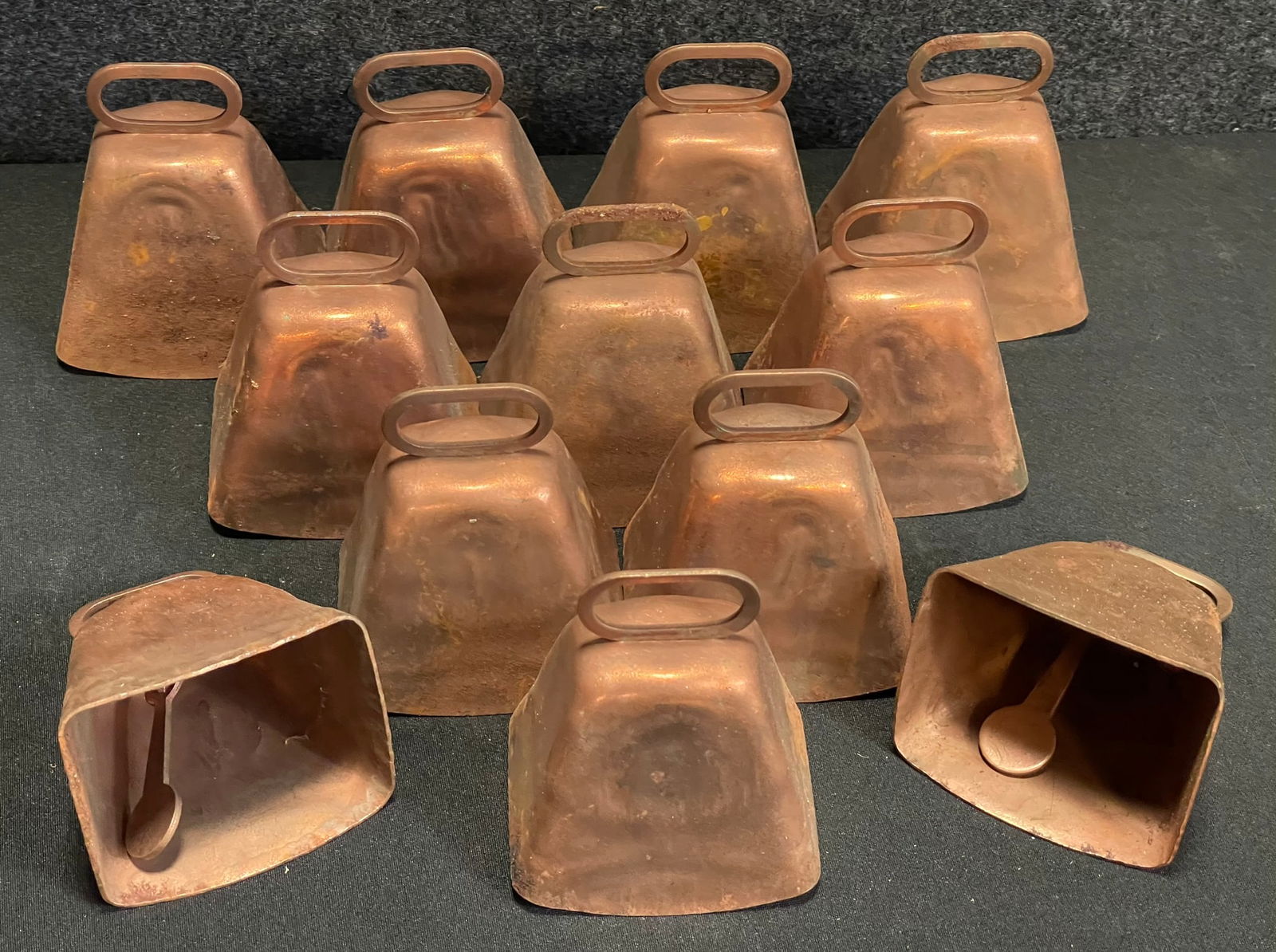 Lot 12 Original Solid Copper Cowbells