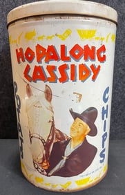 Pair Hopalong Cassidy Tin Potato Chip Cannisters Dated 1950
