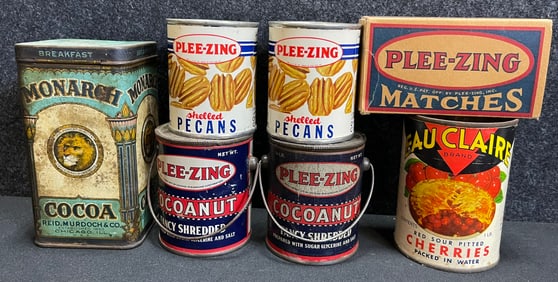 Lot 7 Original Plee-Zing & Assorted General Store Tins