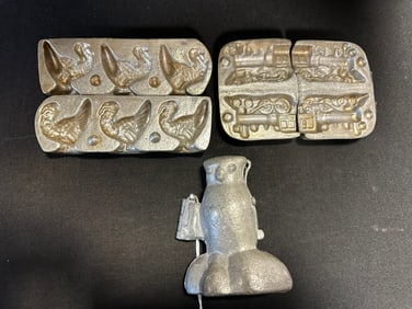 Lot 3 Original 2 Piece Chocolate Molds Turkey, Train & Owl