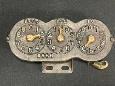 Antique Late 1800s Cast Iron Mechanical Counter 1000 100 10