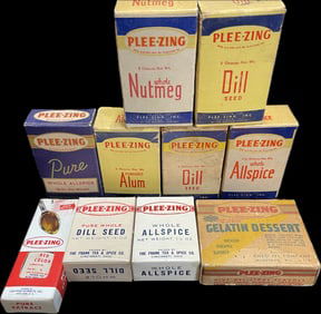 Lot 10 Original Plee-Zing Spice Boxes Full w/ Contents