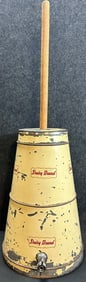Early 1900s Dairy Brand Galvanized Butter Churn Advertising Store Display