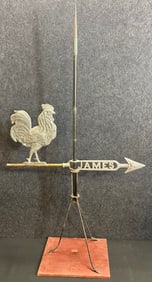 Original James Weathervane Directional Arrow w/ Zinc Rooster
