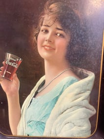 American Flapper Girl 1923 Drink Coca Cola Advertising Tray