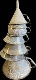 Lot 7 Original Grey & White Agate Graniteware Funnels