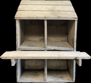Late 19th Century 4 Hole Chicken Roosting Box w/ Slant Top Roof