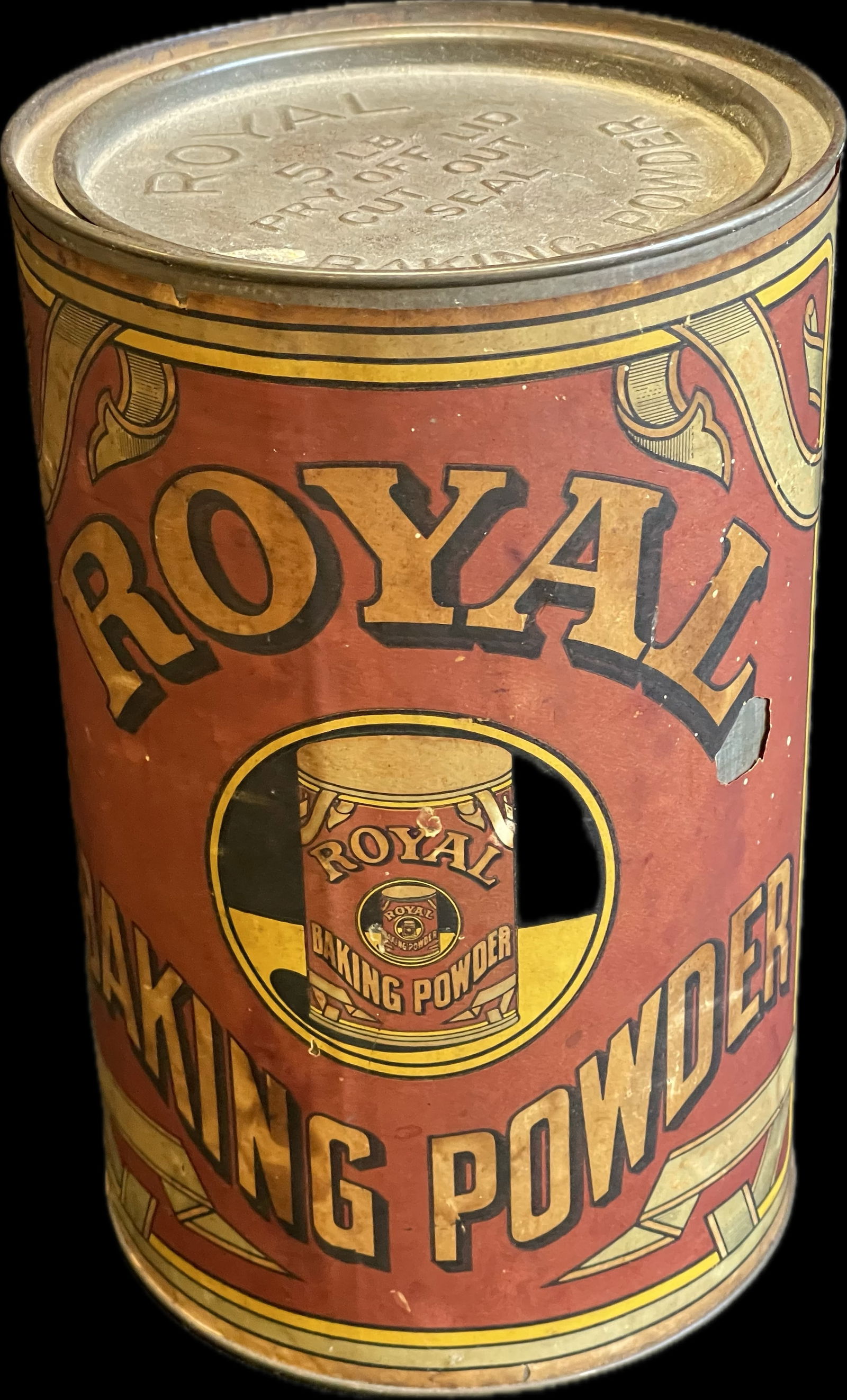 Early 1900s 5LB Royal Baking Powder Tin Cannister w/ Paper Label (1 of 9)
