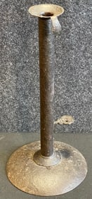 Early 19th Century 11" Wrought Iron Hand Hammered Tinsmith Push Button Candlestick