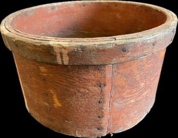 Antique Red Painted Original Bentwood Dry Measure