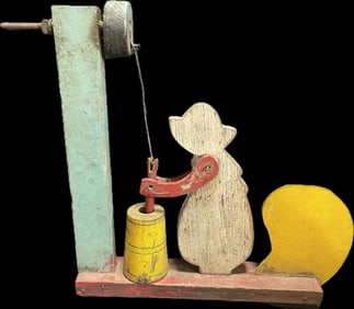 Early 20th Century Folk Art Dutch Woman Butter Churn Whirlygig