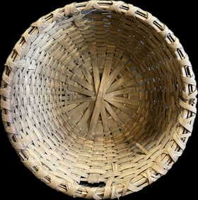 Late 19th Century 27" Wide Original Woven Bentwood Splint Gathering Basket