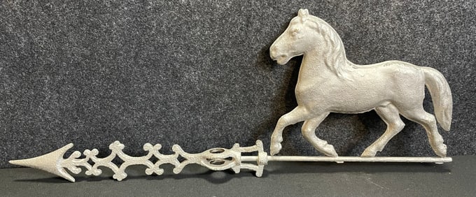 Antique Early 1900s Galvanized Metal Full Body Horse Weathervane Directional w/ Arrow