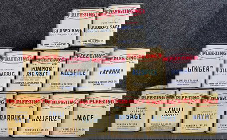 Lot 13 Plee-Zing Metal Spice Tins