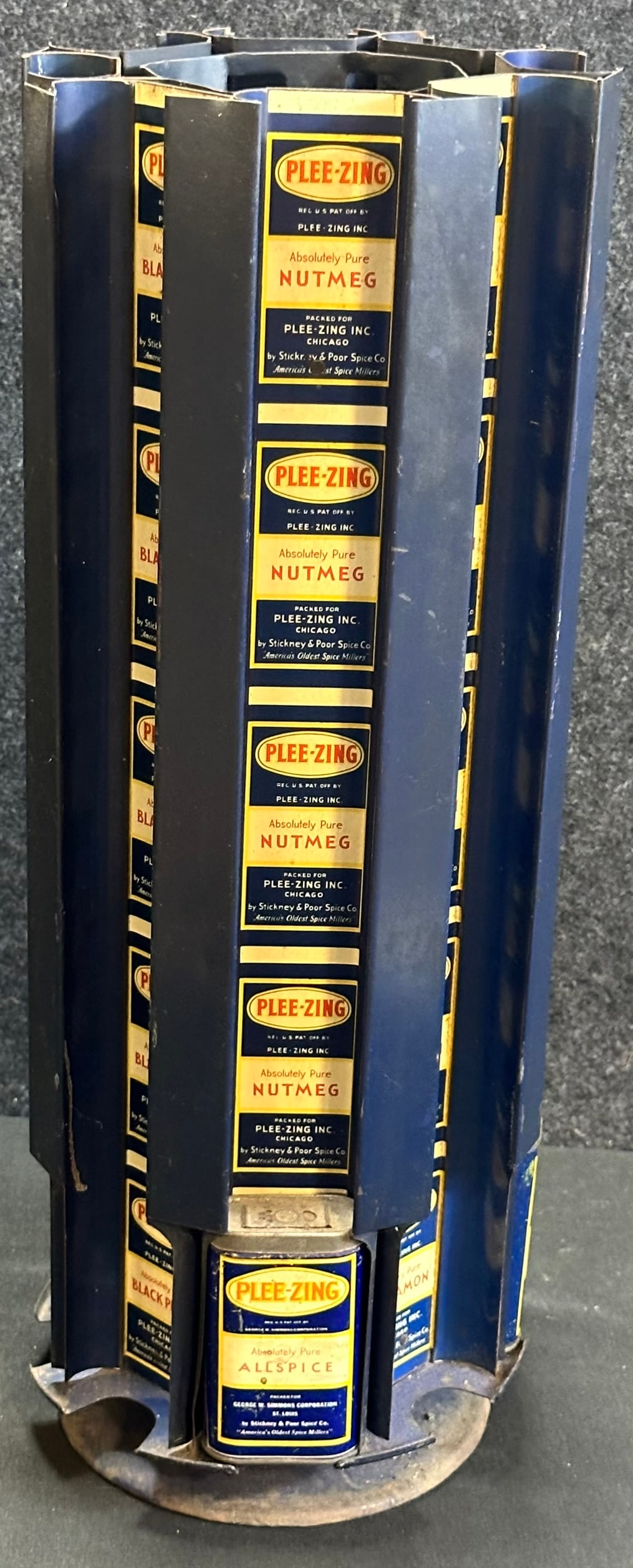 Great Original 8 Slot Plee-Zing Spice Tin Rotating Store Display Counter Top Advertising Sign (1 of 9)