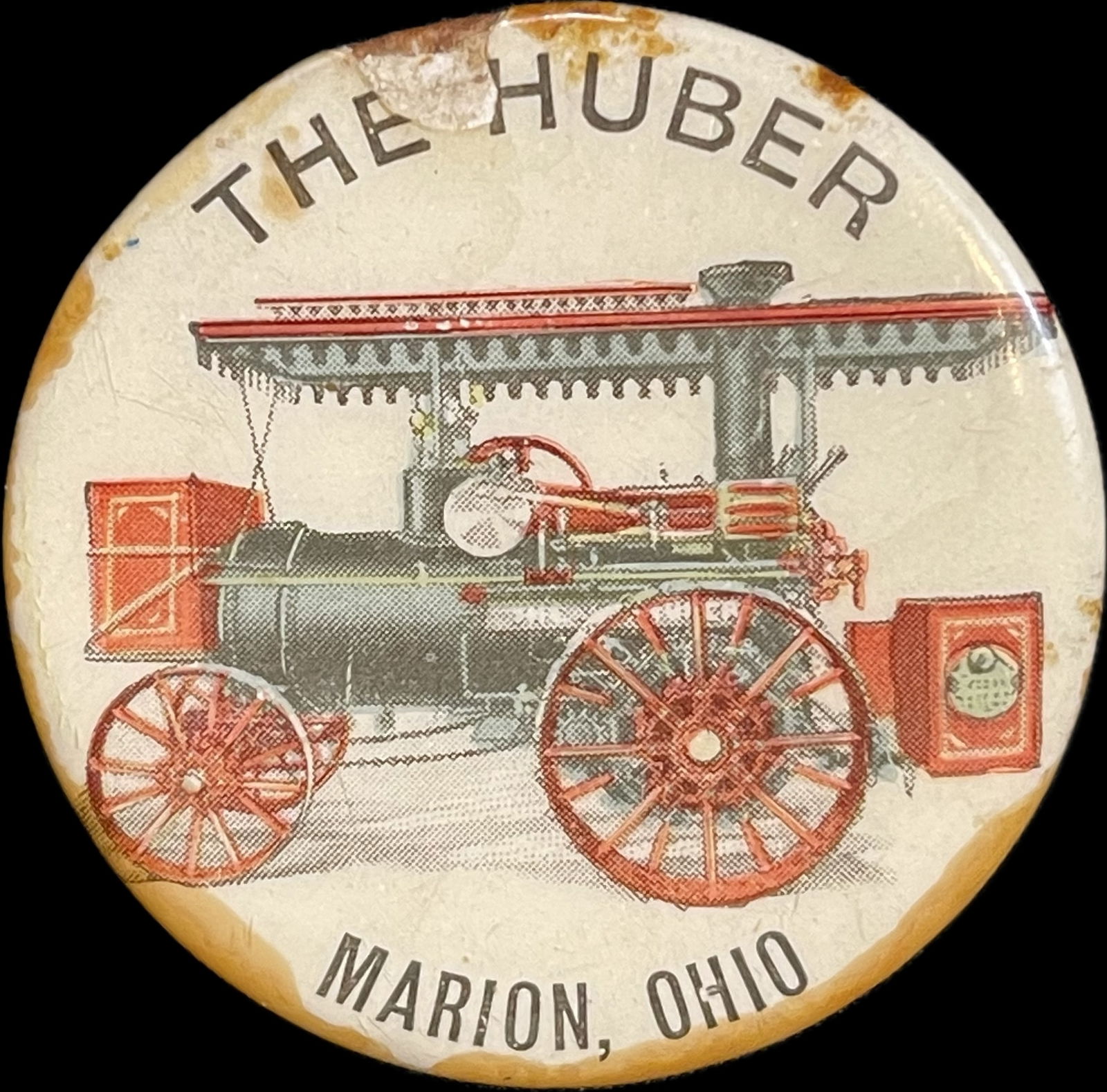 Antique Early 1900s The Huber Marion Ohio Steam Engine Celluloid Pinback Button (1 of 4)