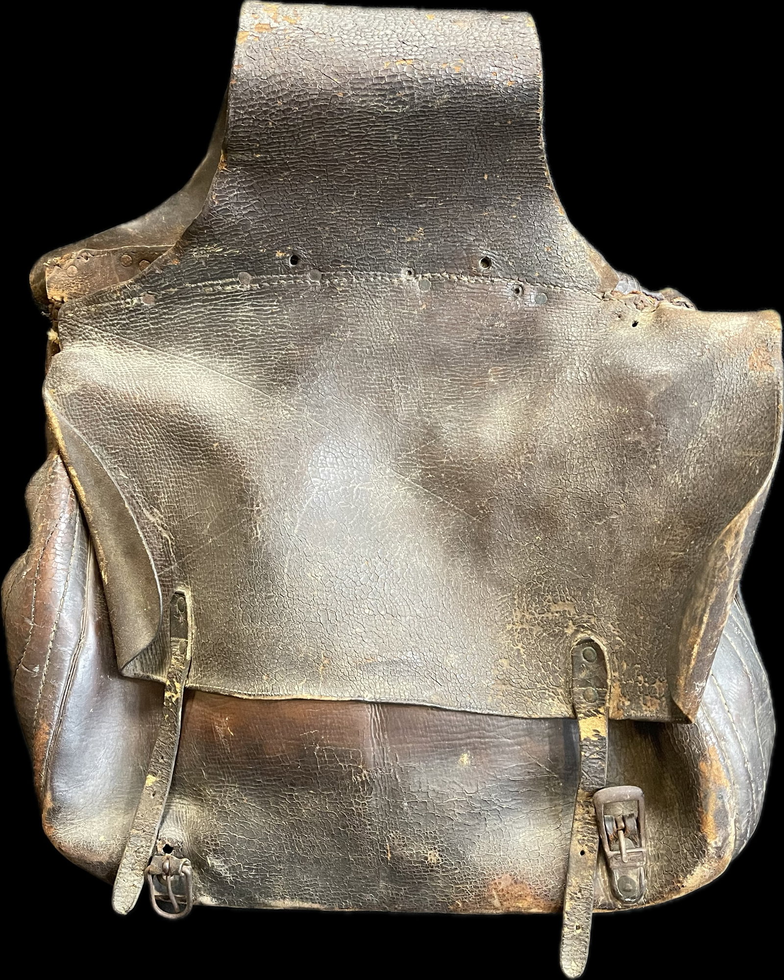 Incredible Pair Late 19th Century Leather Saddlebags: Great original leather condition for its age. 18" x 9" x 20"