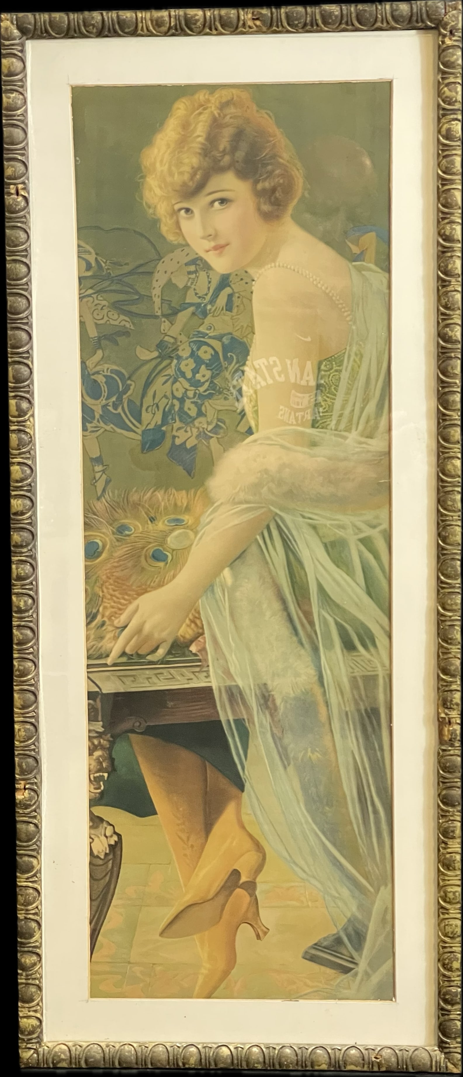 Antique Early 1900s Victorian Woman Yardlong w/ Peacock Feathers (1 of 5)