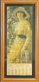 1920 Coca Cola Advertising Golfing Girl Framed Calendar
