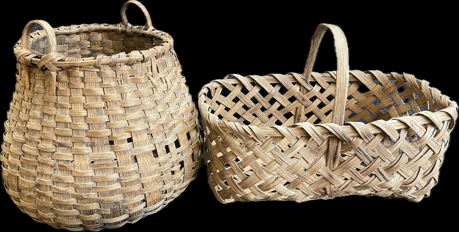 Pair Original 19th Century Wooden Woven Gathering Baskets (1 of 15)