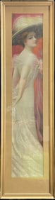 1909 Pabst Extract Original Framed Victorian Lady Yardlong Print