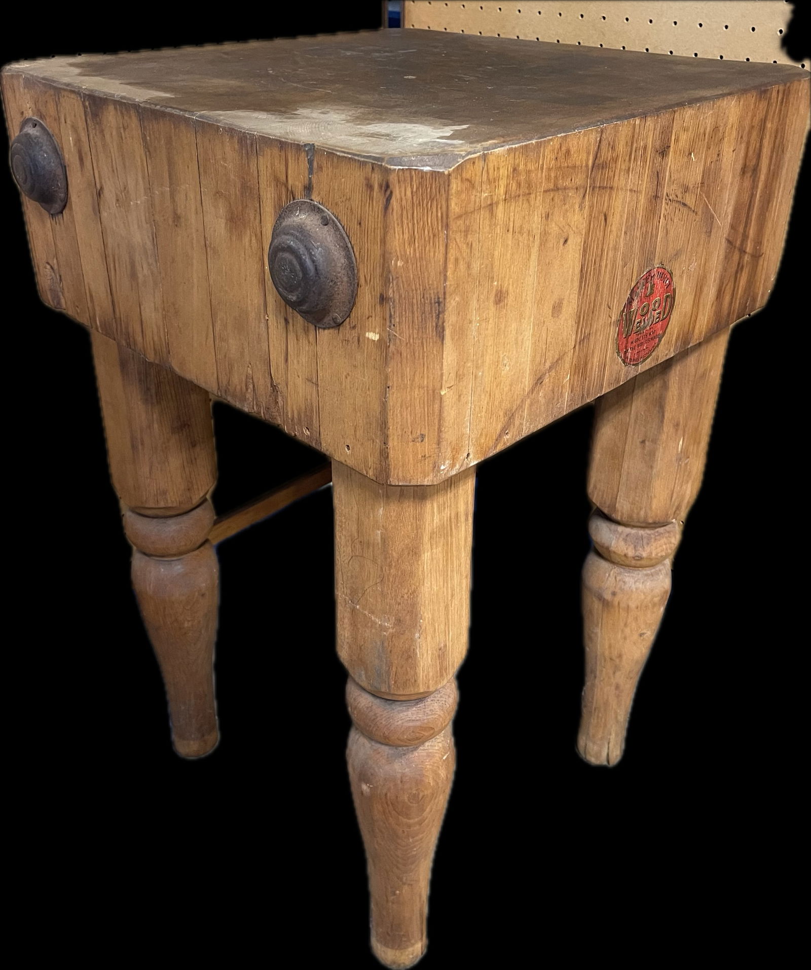 Antique Early 1900s Wood Welded Miniature Butcher Block Petoskey Michigan (1 of 8)