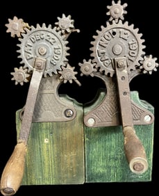 Pair Original Early 1900s 3 & 4 Strand Cast Iron Rope Maker