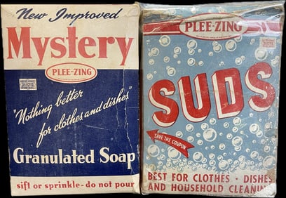 Pair Original Full Plee-Zing Suds & Myster Granulated Soap Boxes