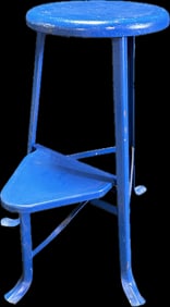 Original Blue Painted Folding Metal Milking Stool