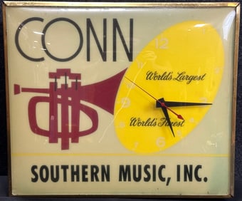 Conn Southern Music Inc. Original 1960s Lighted Pam Advertising Clock