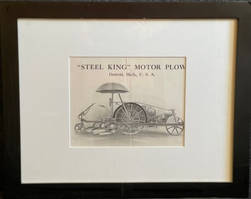 Steel King Motor Plow Detroit Michigan Framed Lithograph Brochure