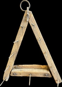 Mid 1800s Primitive Makedo Wooden Hanging Triangular Drying Rack