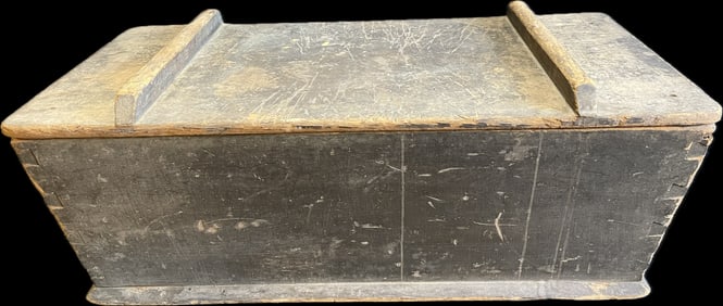 Antique 19th Century Dark Blue Painted Dough Box w/ Removeable Lid