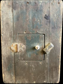 Antique 19th Century Blue Painted Makedo Fishing Cricket Bait Hanging Box