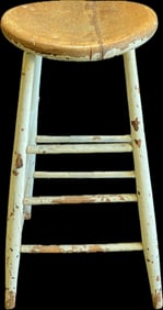 Robins Egg Blue Painted Wooden Tall Primitive Milking Stool