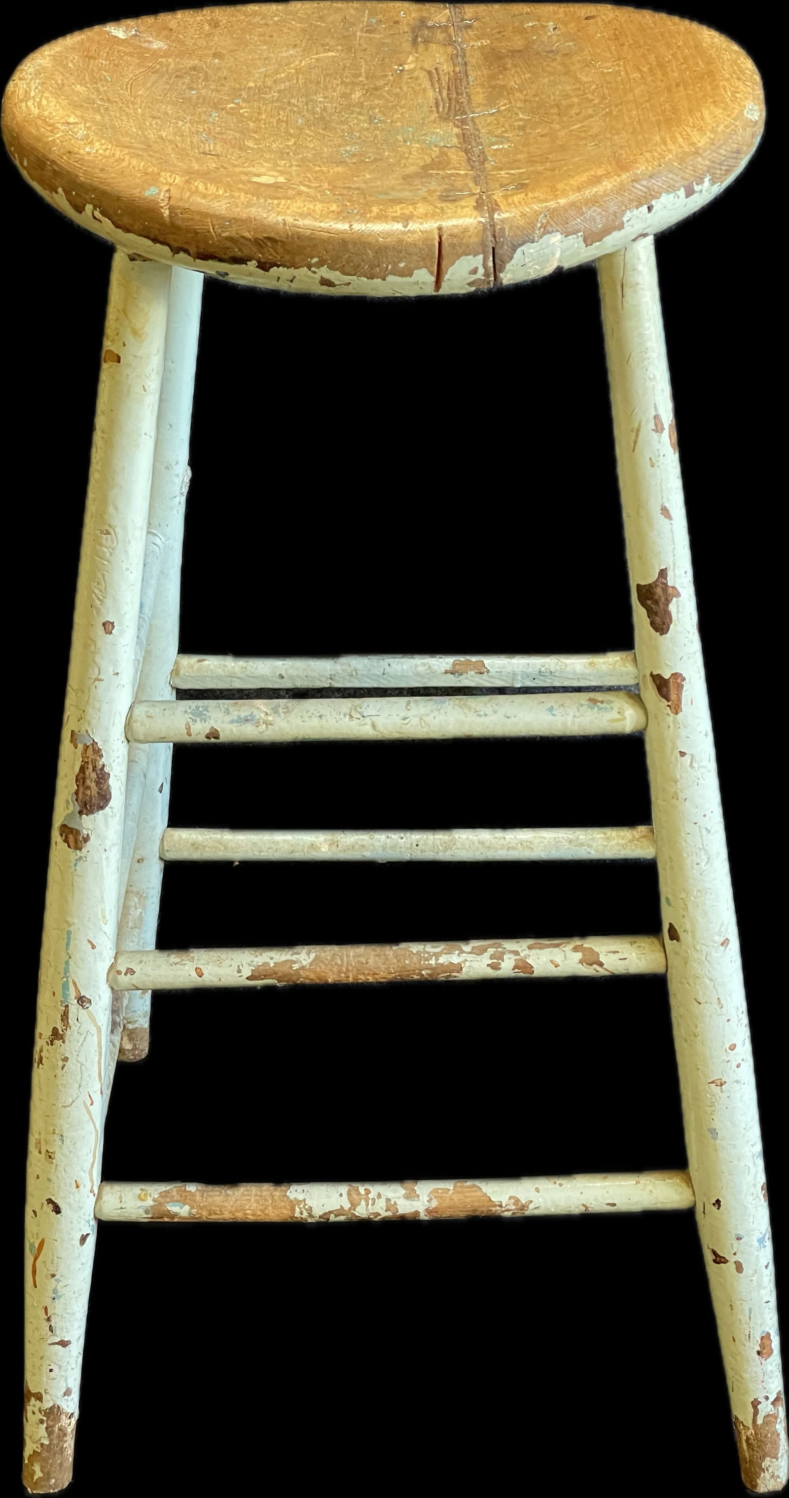 Robins Egg Blue Painted Wooden Tall Primitive Milking Stool (1 of 6)